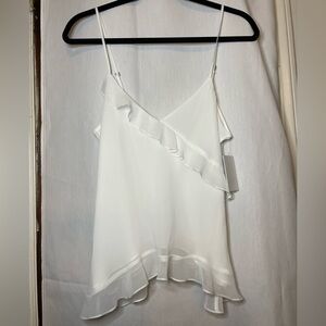 NWT Abound Elegant White Ruffle Layered Spaghetti Strap Tank Top Size S